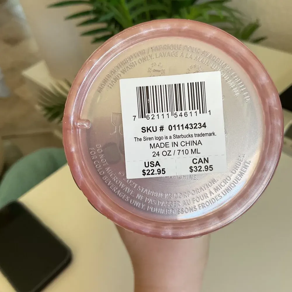Starbucks 2023 Summer Pink Rose Gold Jewel Diamond Cold Tumbler